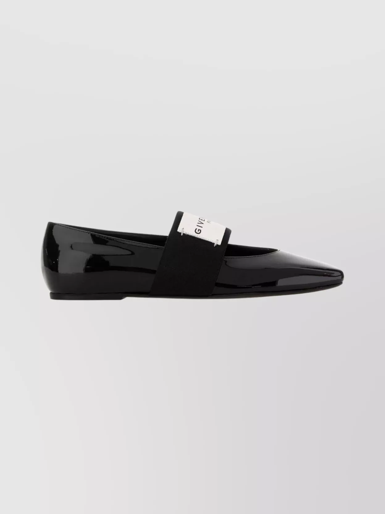Givenchy Square Toe Patent Leather Ballerina Shoes In Black