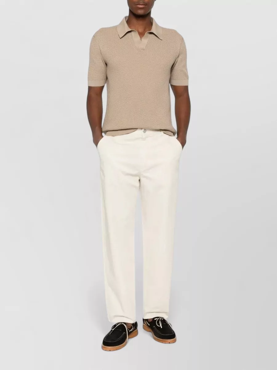 Zegna Jacquard Knit Regular Fit Short Sleeve Polo Shirt