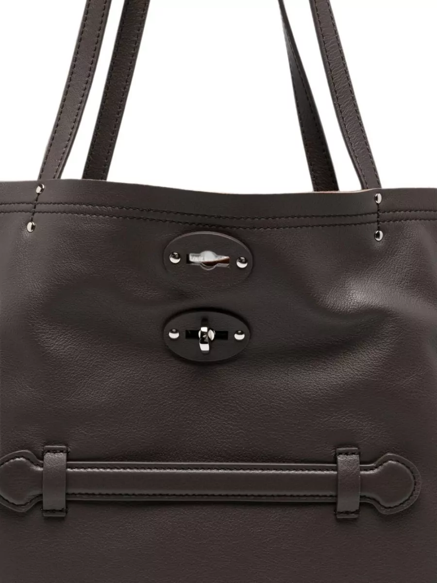 Zanellato Calf Leather Studded Shoulder Bag