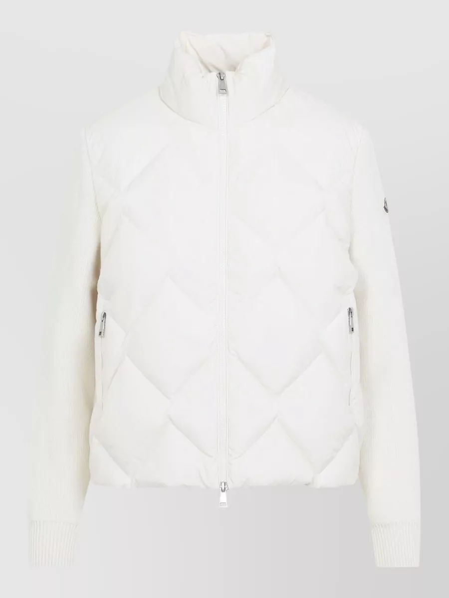 Moncler Cashmere-Blend Quilted Padded Cardigan