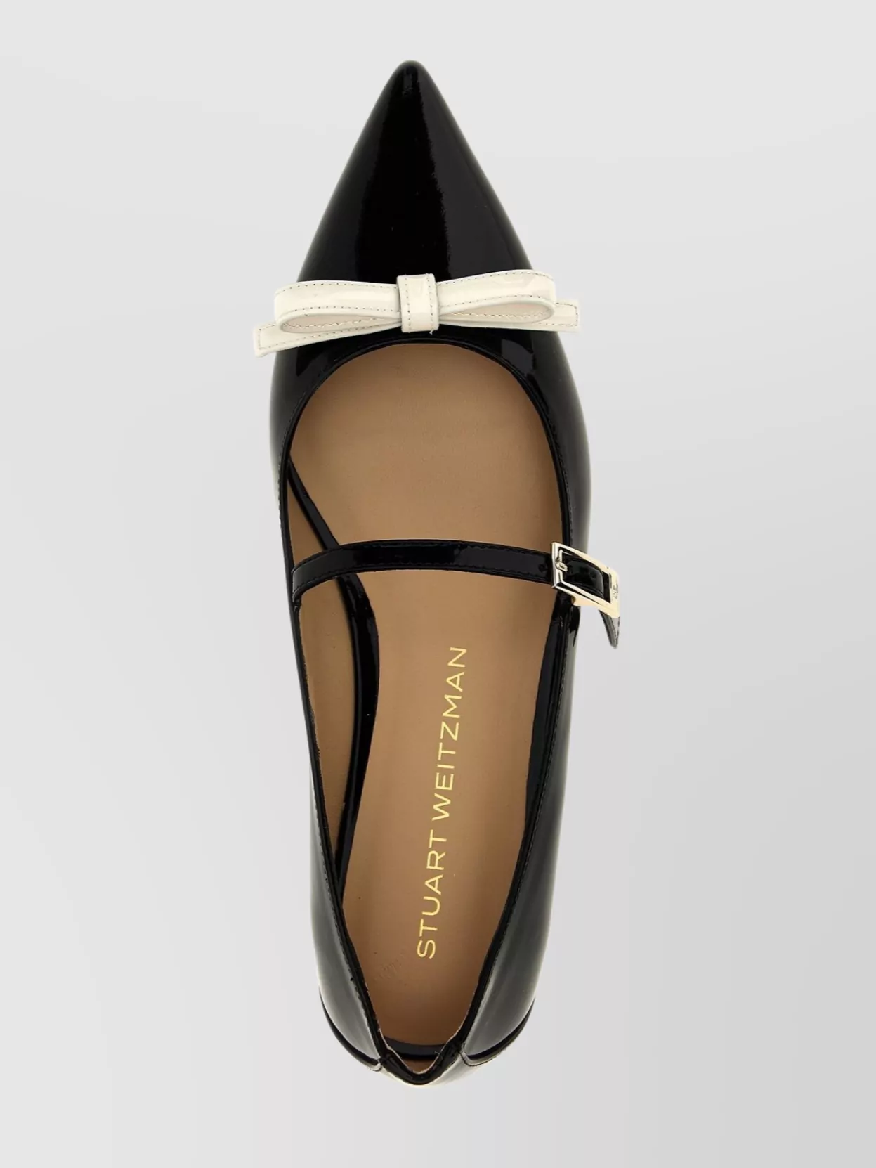 Shop Stuart Weitzman Chic Bow Patent Pointed Ballet Flats