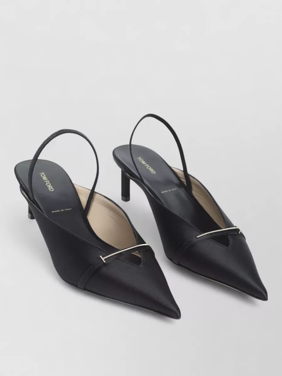 Tom Ford Satin Mules Straight Heel Pointed Toe Buckle In Black