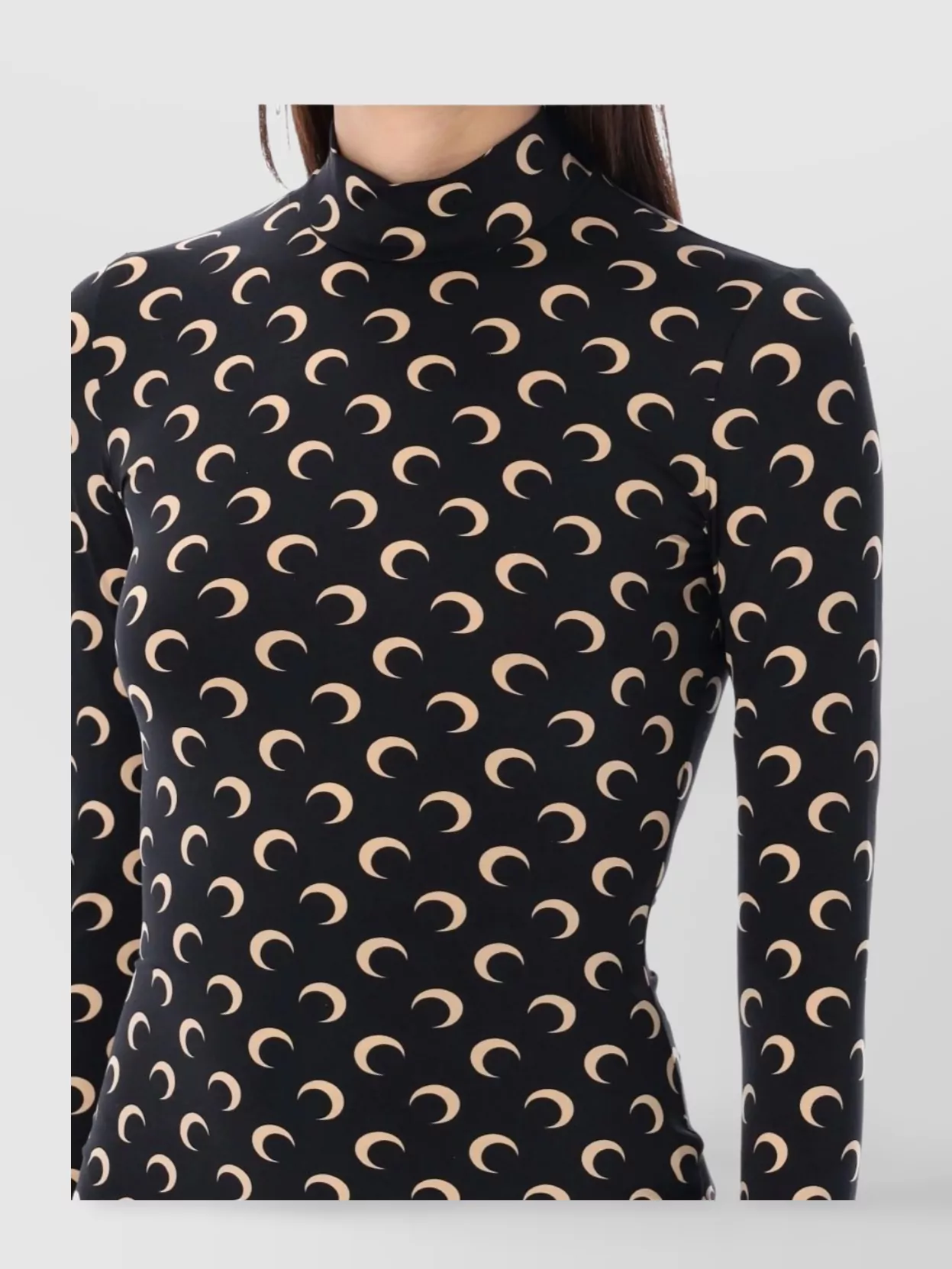 Marine Serre Long Sleeve Turtleneck Printed Blouse