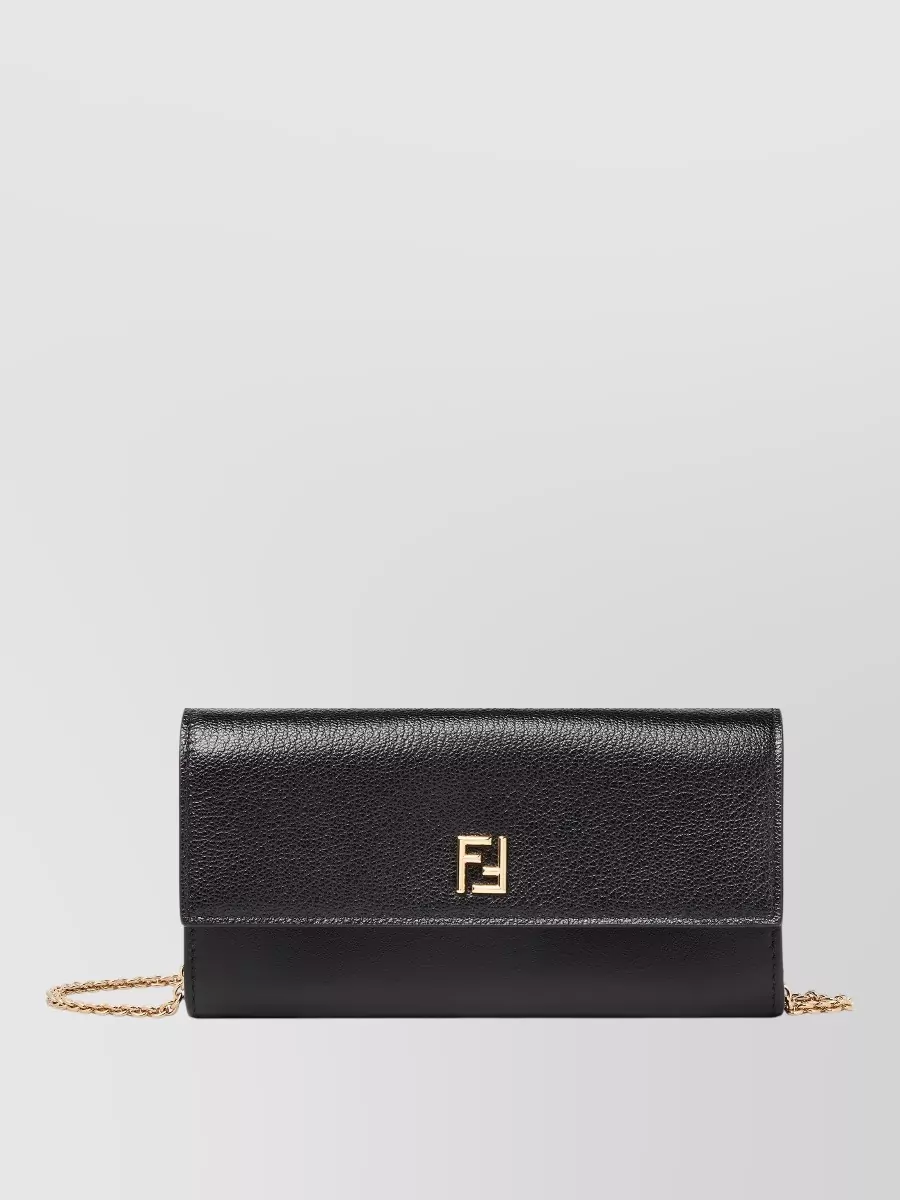 Fendi leather continental wallet with chain