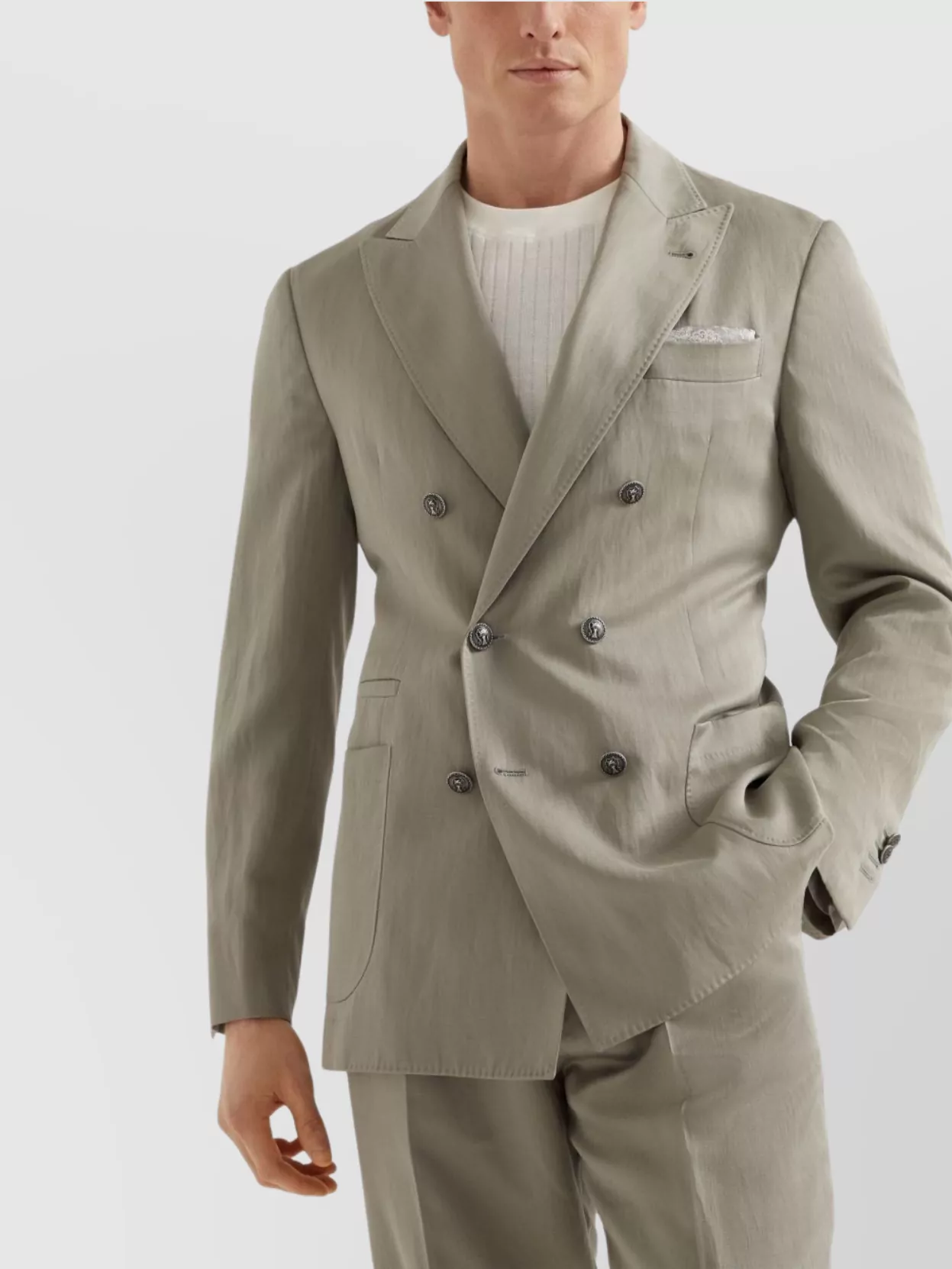 Brunello Cucinelli Silk And Linen Jacket In Green