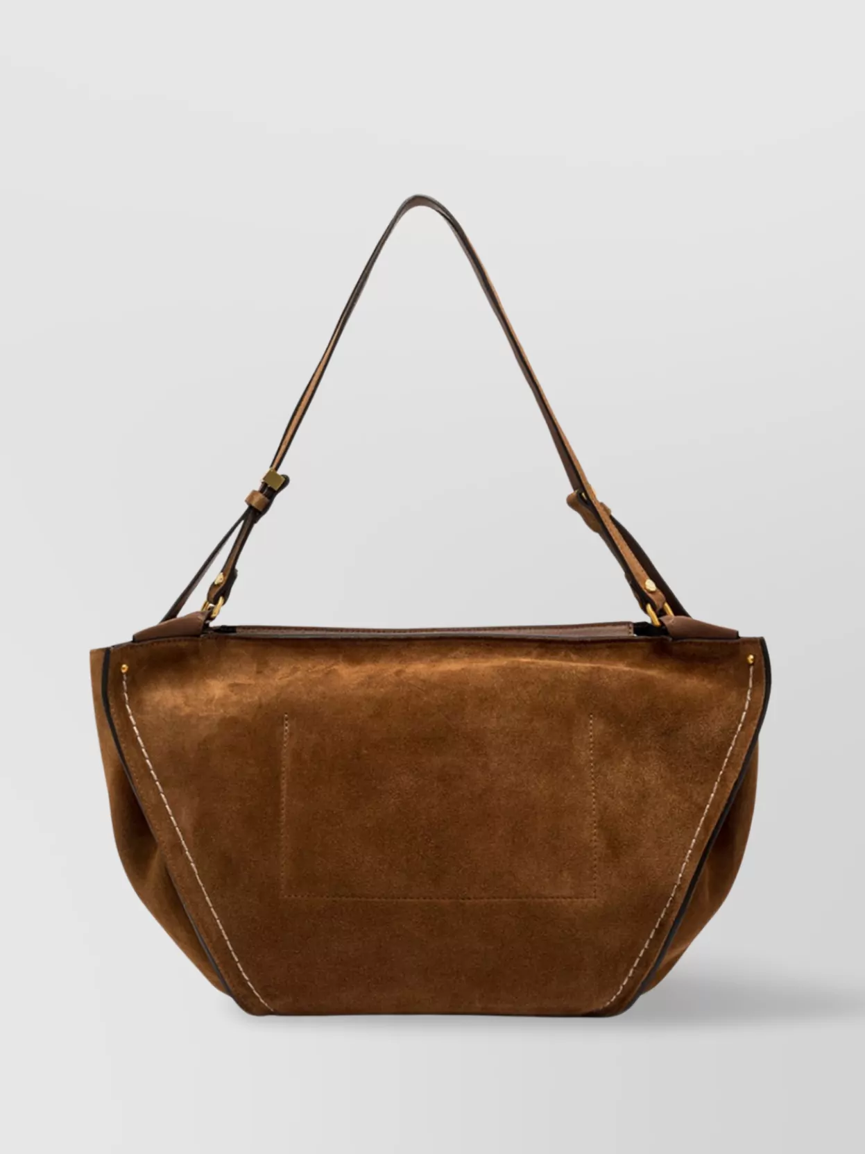 Gianni Chiarini Suede Shoulder Bag With Adjustable Strap And Contrast Stitching In Brown