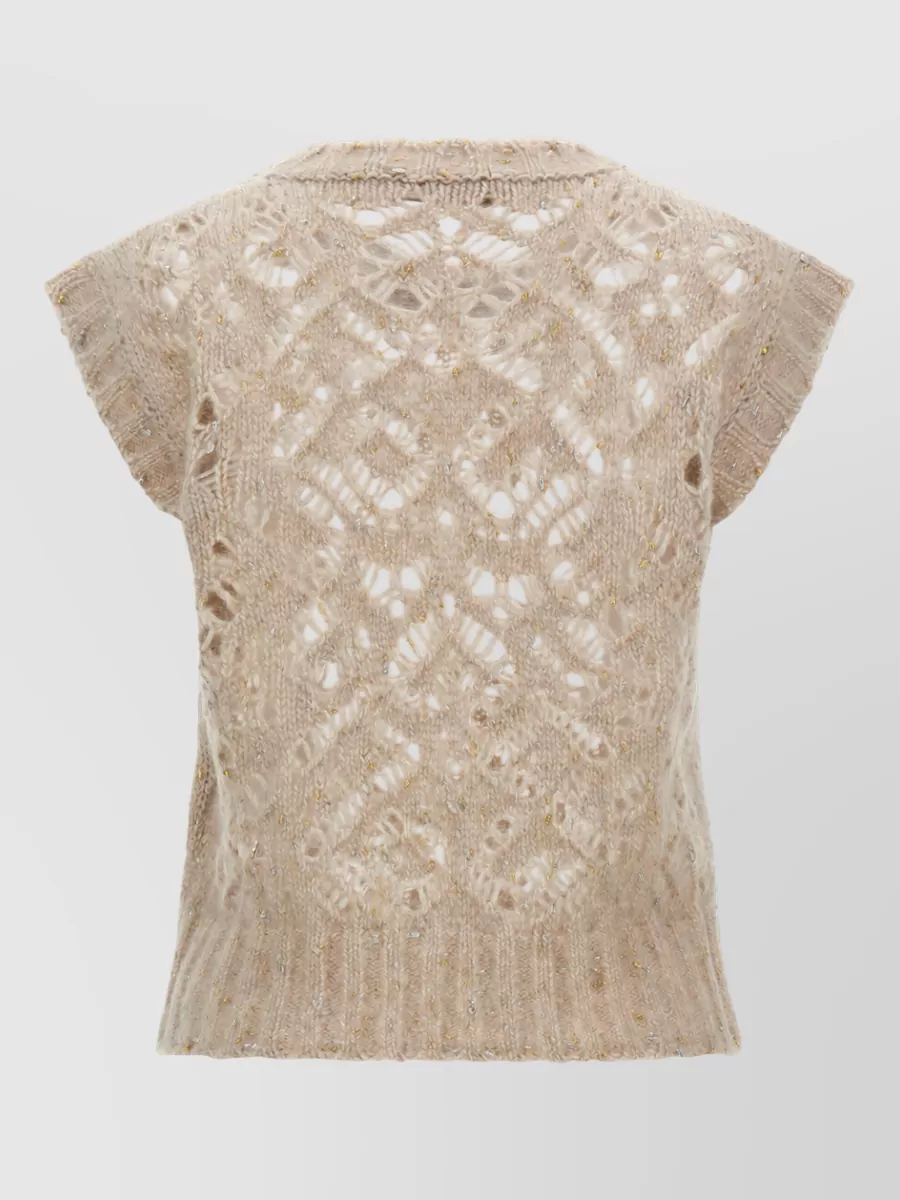 S Max Mara Alpaca-Blend Metallic Knit Sleeveless Top