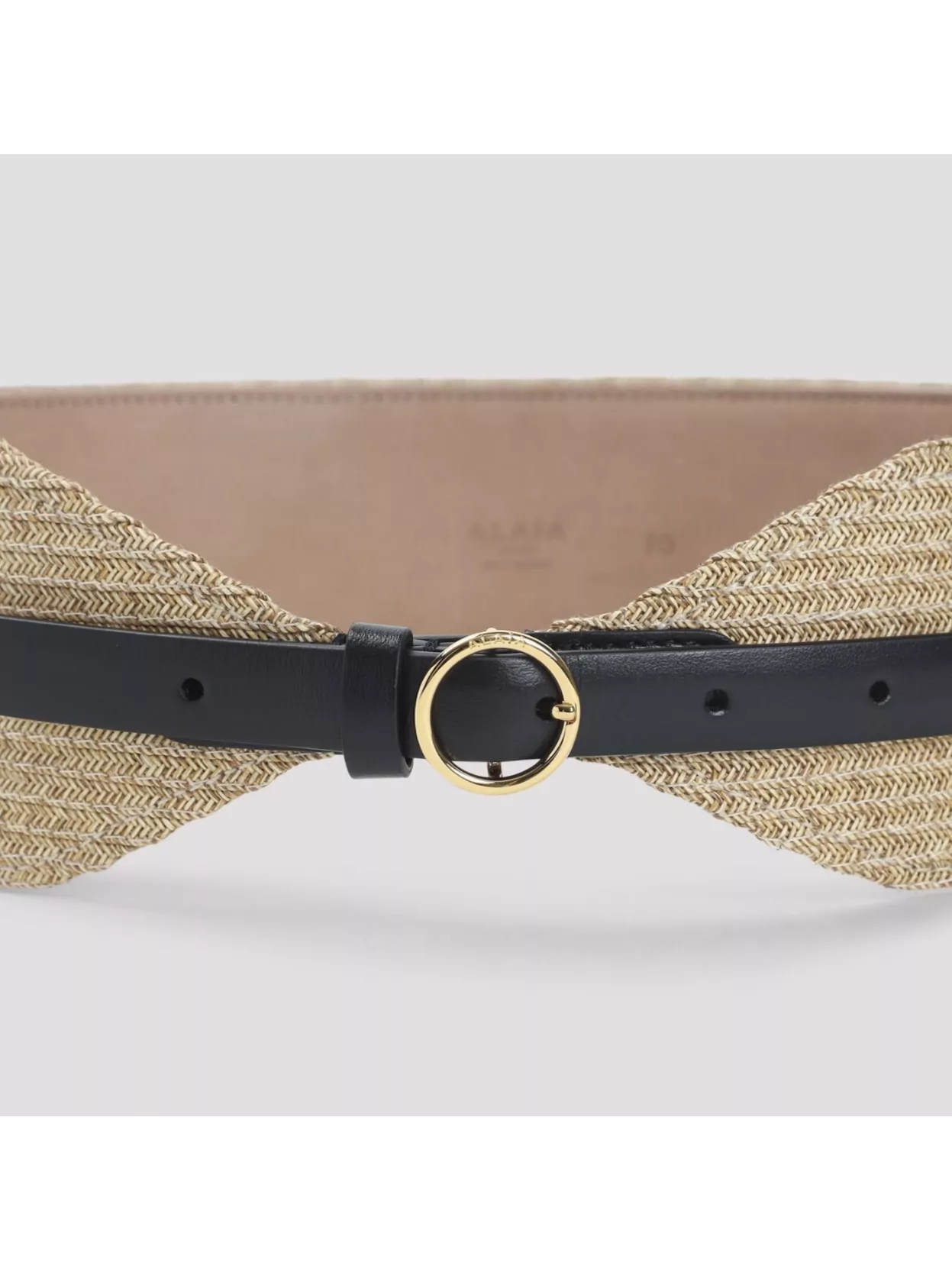 Alaïa Woven Paper Straw Belt With Gold Buckle