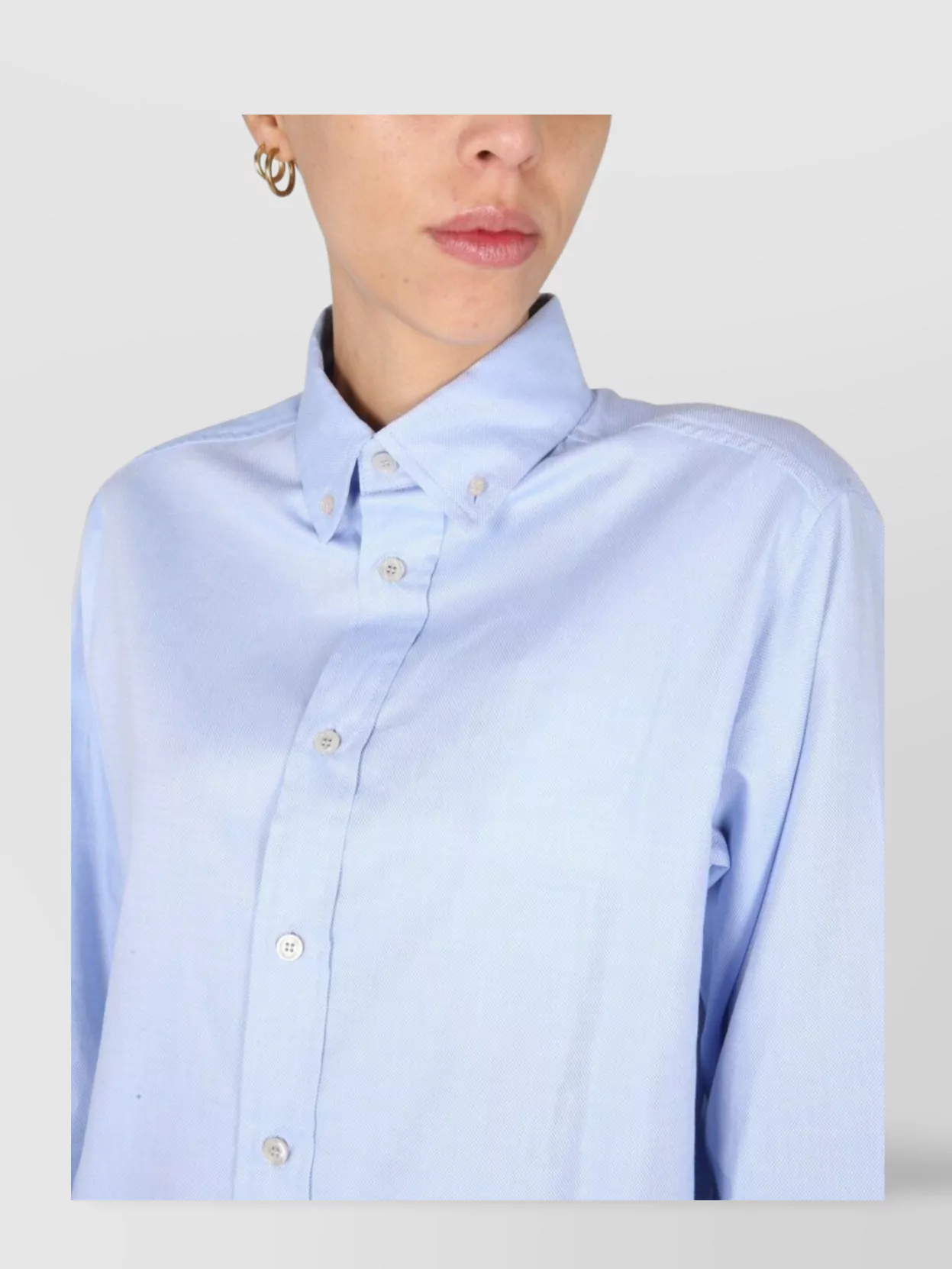Ballantyne Button-down Shirt With Pleated Back And Curved Hem In Blue