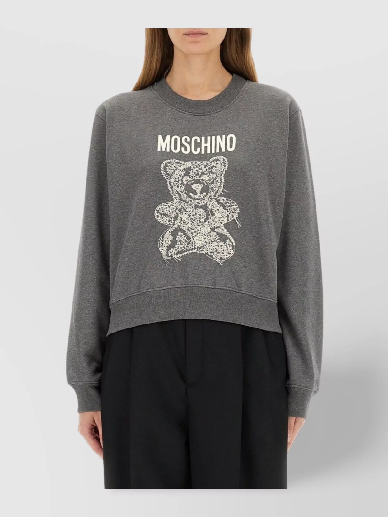 Moschino Ribbed Knitwear With Crew Neck And Graphic Print