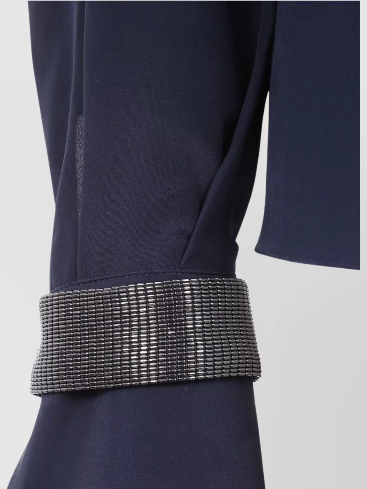 Brunello Cucinelli Embellished Cuffs Mock Neck Blouse In Blue