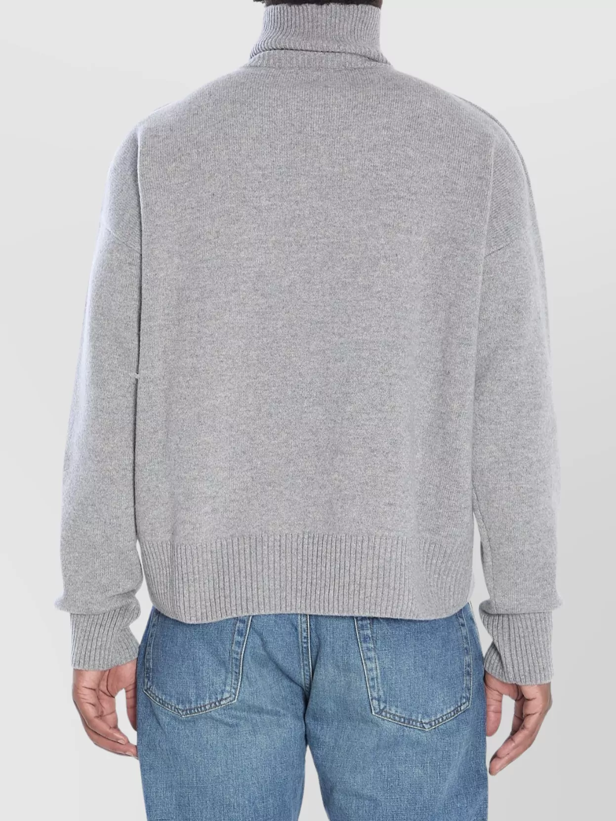 Ami Alexandre Mattiussi Ami Grey Turtleneck Sweater With Ribbed Detailing In Gray