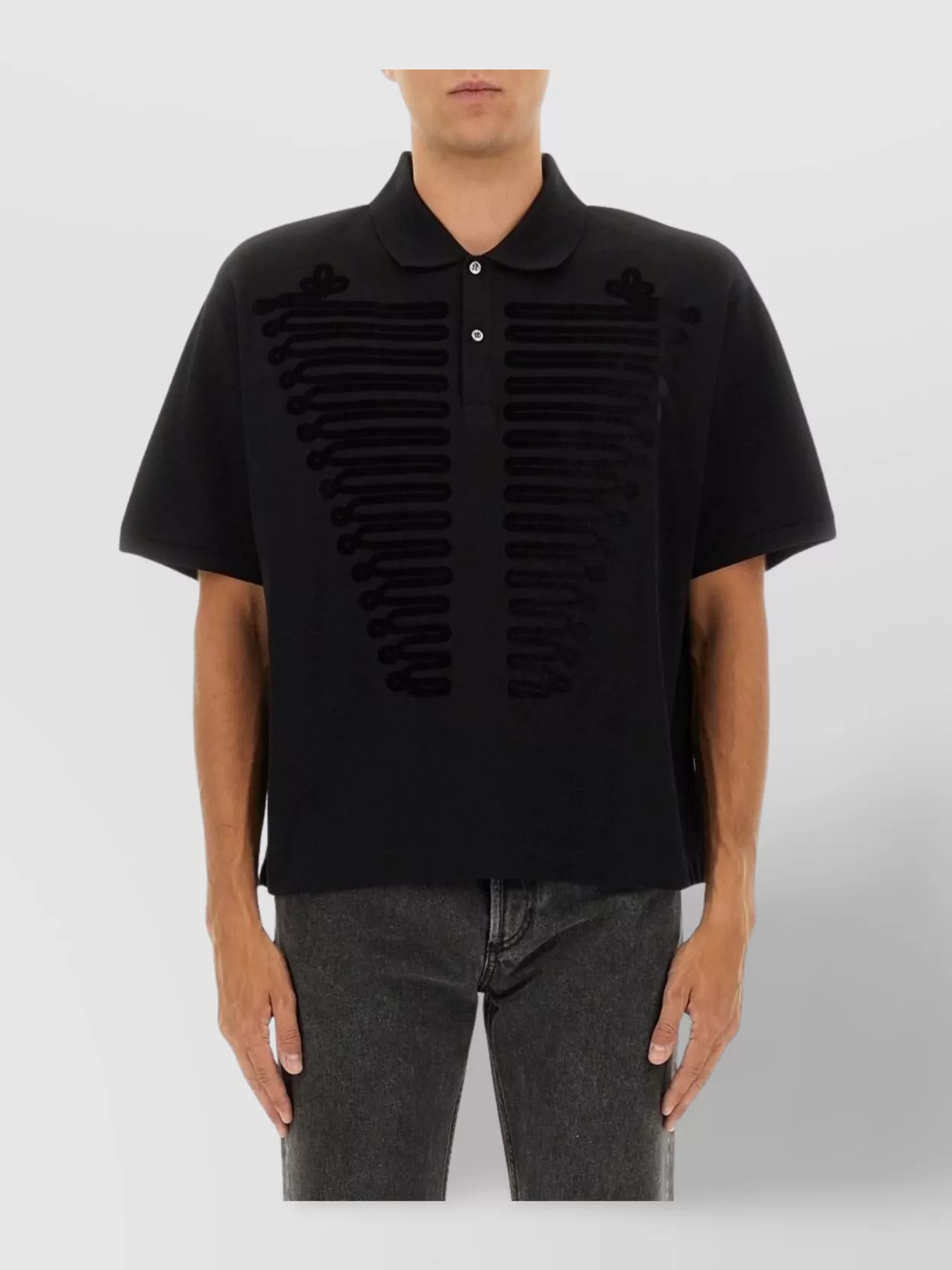 Alexander Mcqueen Short Sleeve Polo Shirt With Embroidered Detail