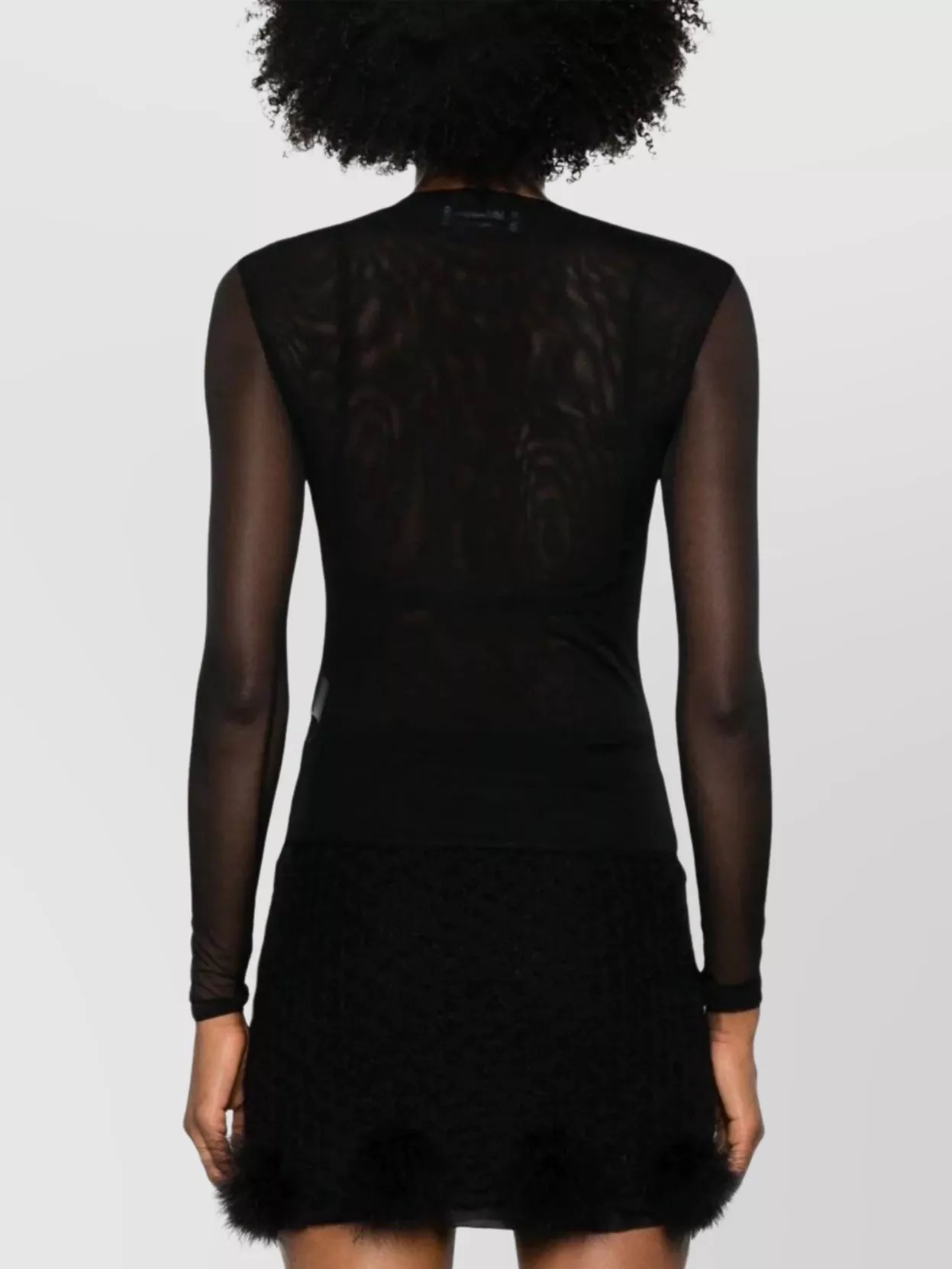 Blumarine Logo W Tulle Sleeve T-Shirt