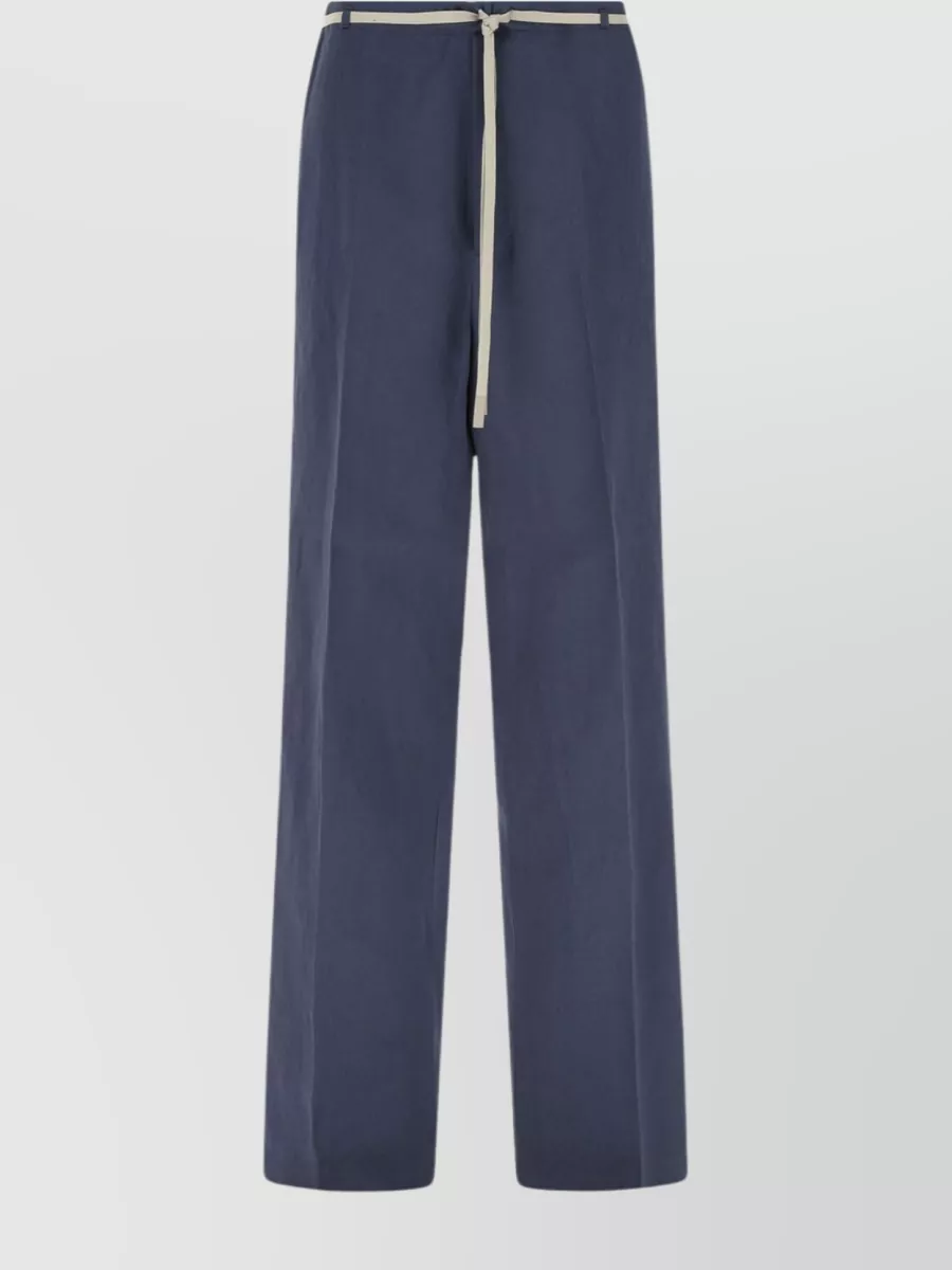 Shop Zegna Wide-leg Pant In Cotton Blend In Blue