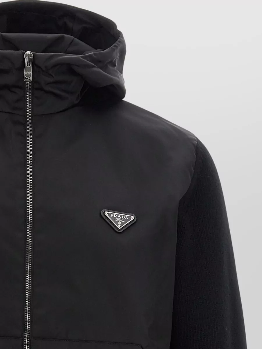 Prada Wool Cashmere Hooded Zip Cardigan