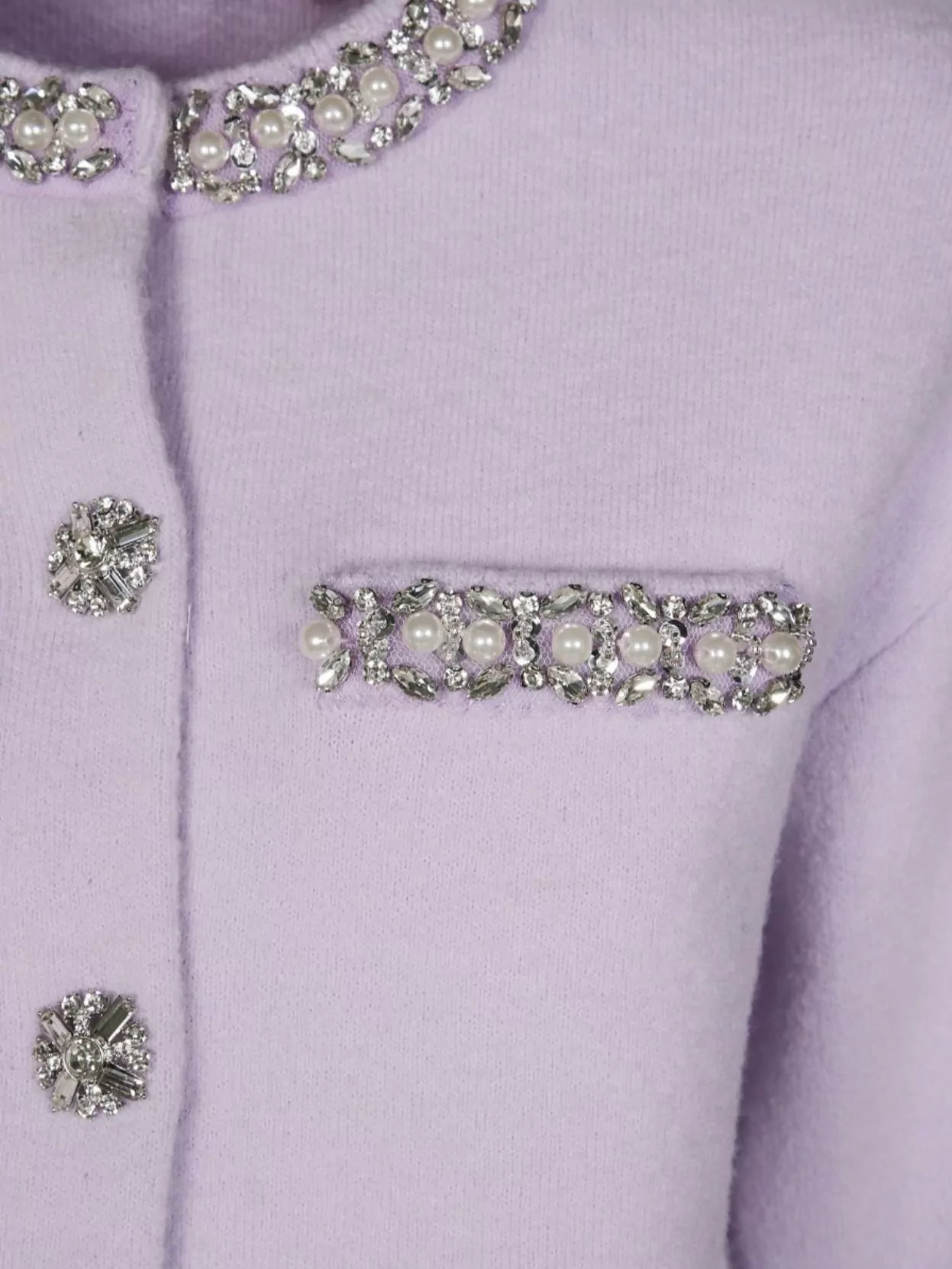 Self-Portrait Ribbed Crystal-Embellished Cardigan