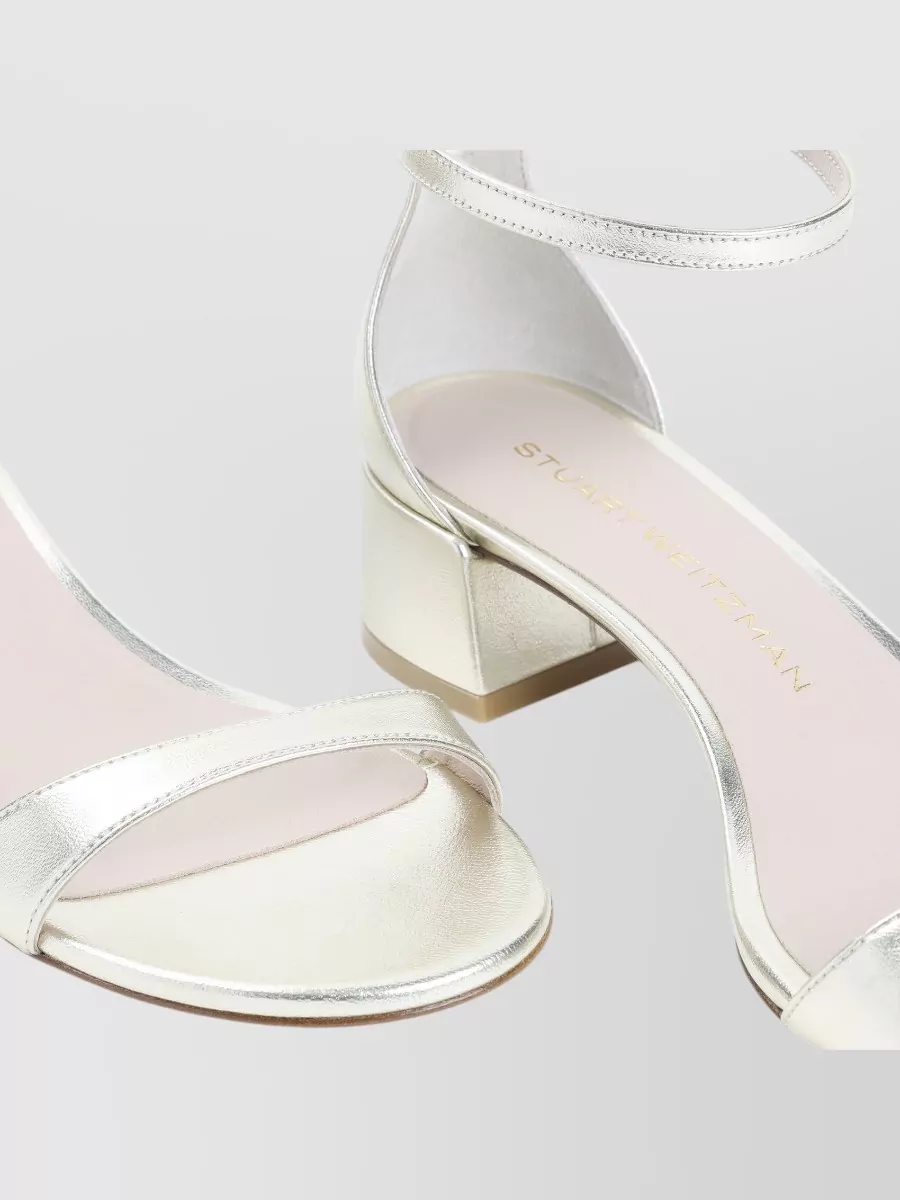 Stuart Weitzman Leather Nudist Block 35 Sandals