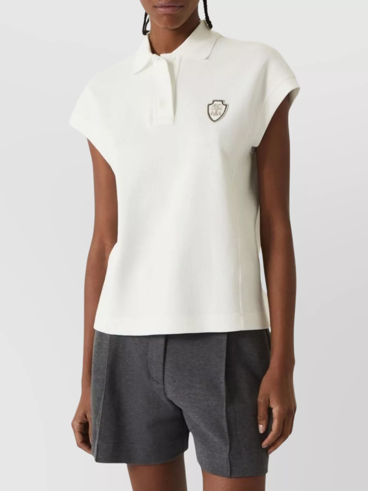Brunello Cucinelli Polo Top With Cap Sleeves And Straight Hem