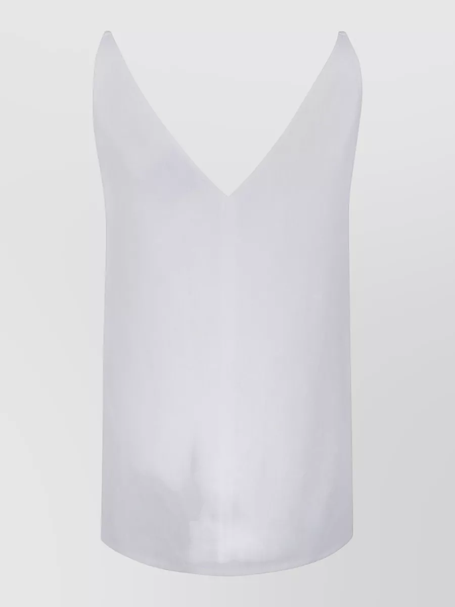 Semicouture Embroidered Linen Camisole Top
