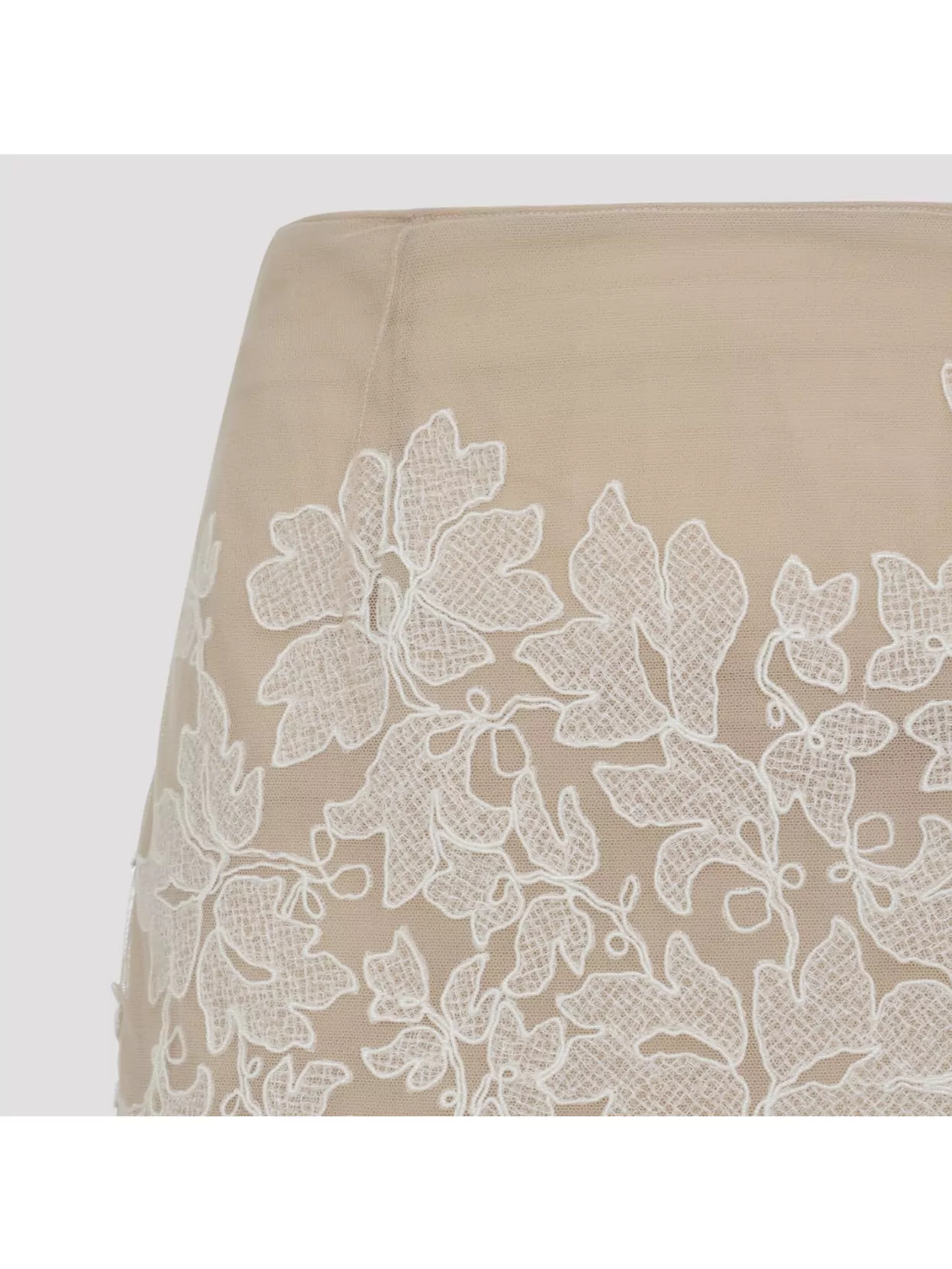 Ermanno Scervino Midi Skirt With Floral Lace Overlay In Brown