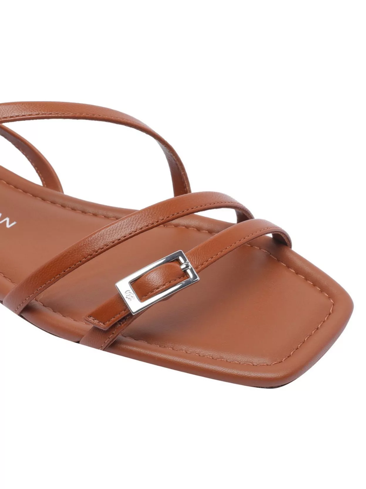 Stuart Weitzman Round Toe Leather Sandals With Buckle Detail