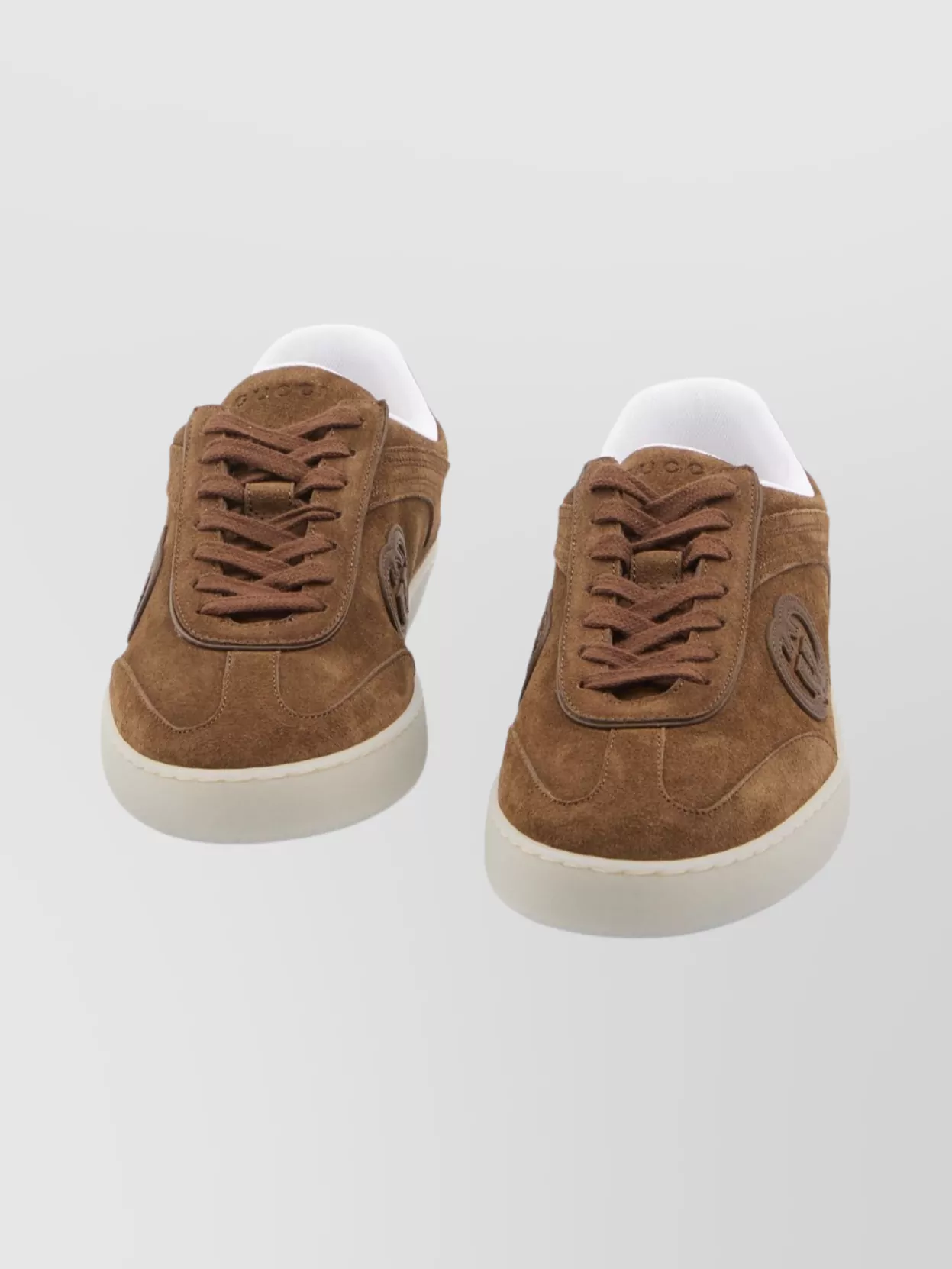 Gucci Suede Sneakers With Rounded Toe And Rubber Sole