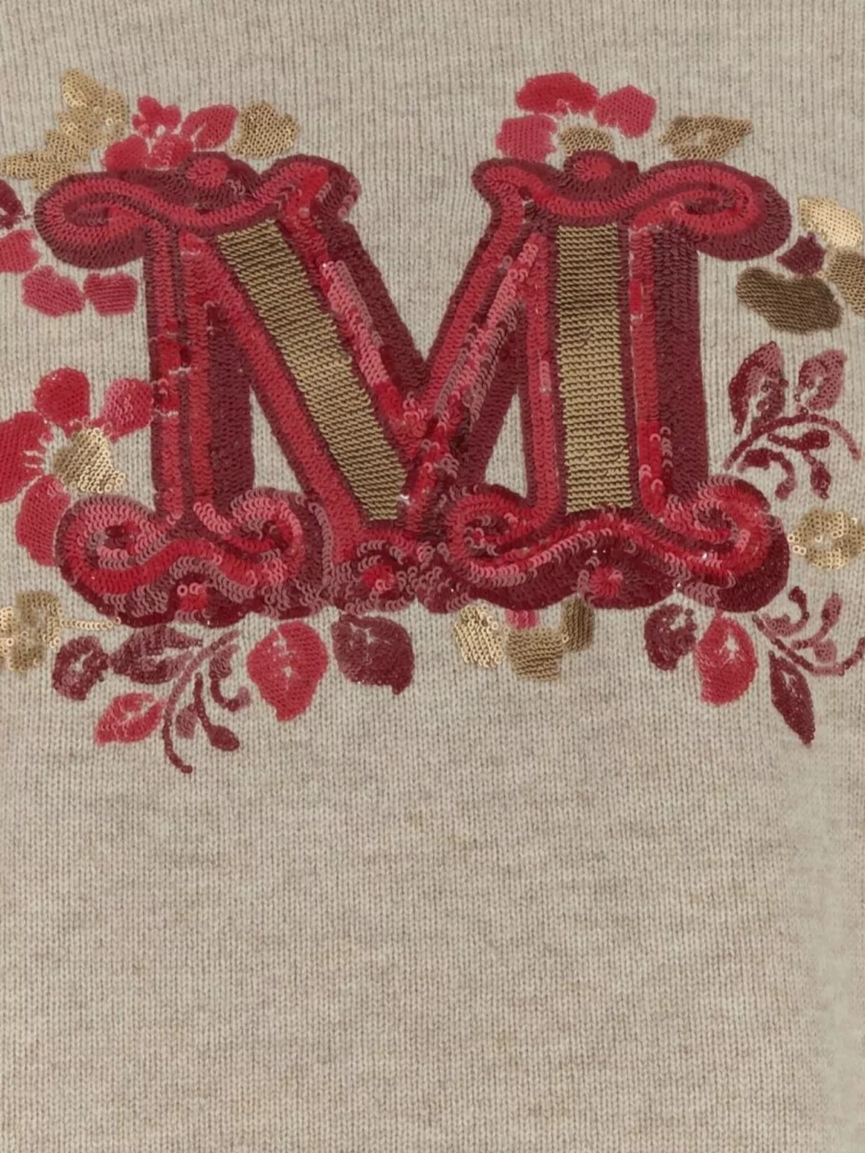 Max Mara Crew Neck Wool Blend Quota Sweater In Neutrals