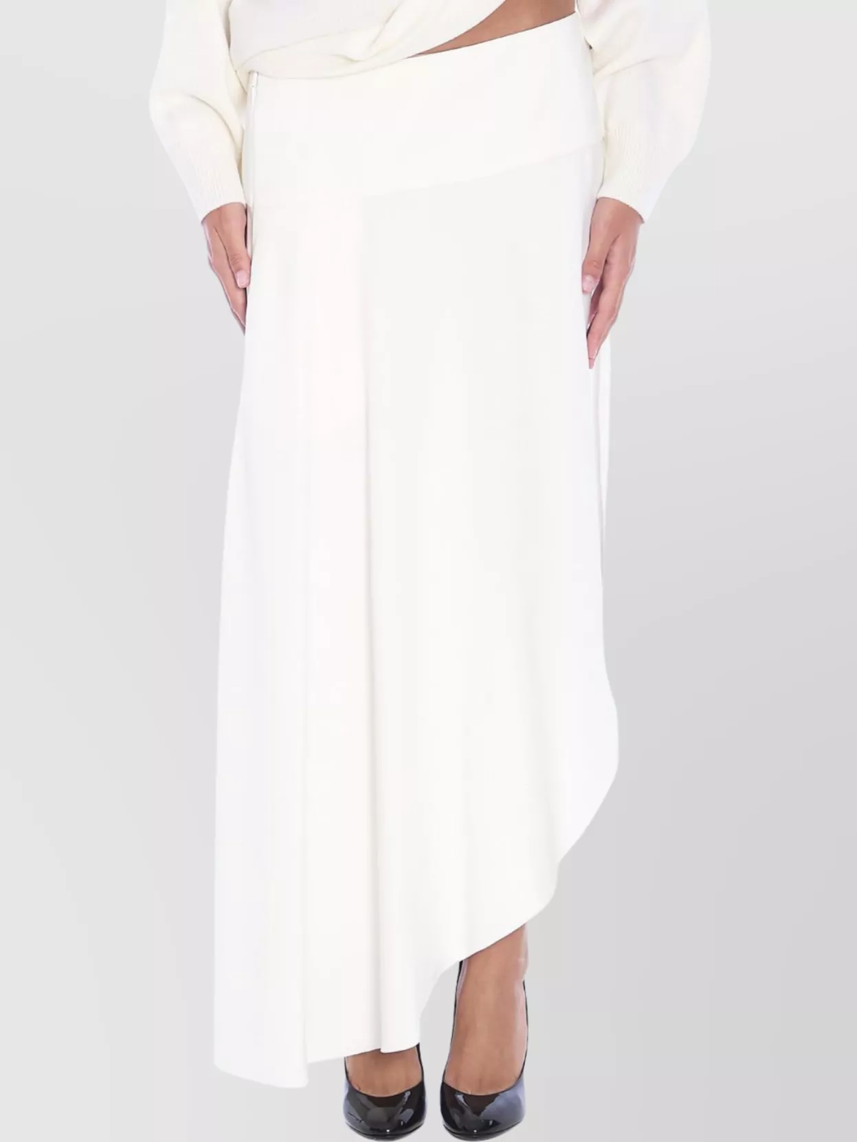 Alaïa High Waist Asymmetric Hem Skirt In Gray