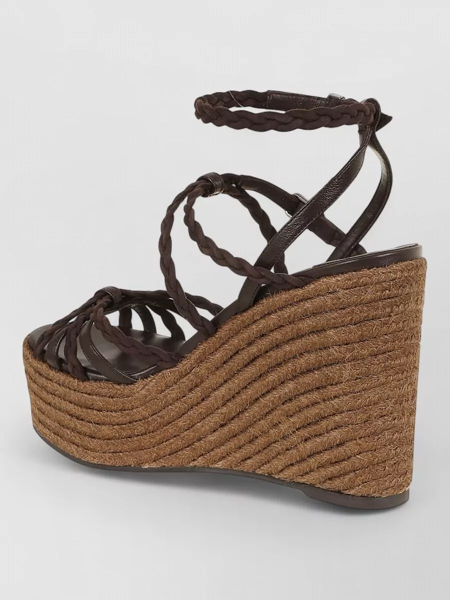 Jimmy Choo Leather Woven Wedge Sandals