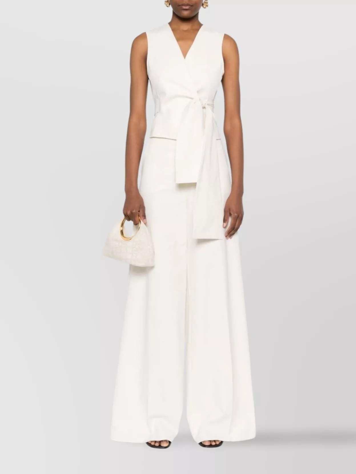 Max Mara Sleeveless V-Neck Vest Tie Detail
