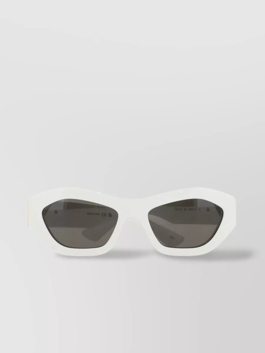 Shop Bottega Veneta Hexagonal Oversized Sunglasses With Metal Arms In White