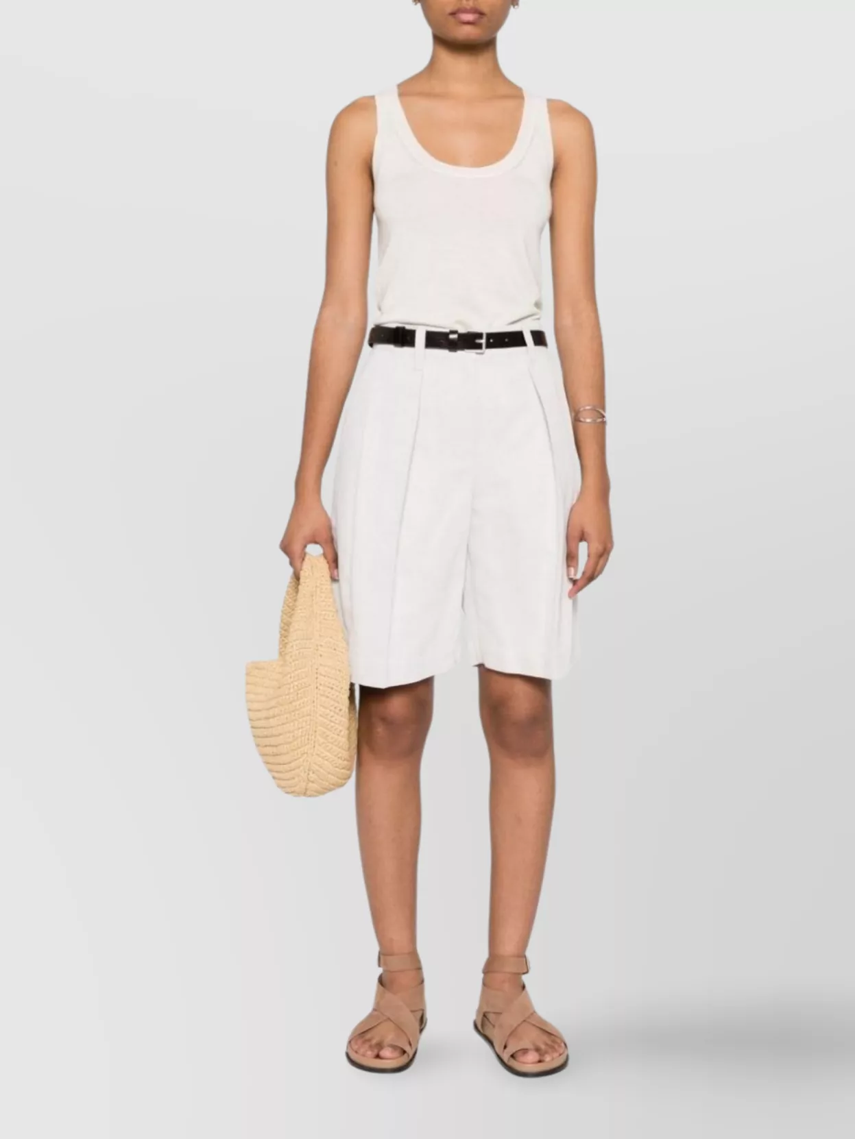 Max Mara Knitted Cashmere Tank Top With Racerback In White