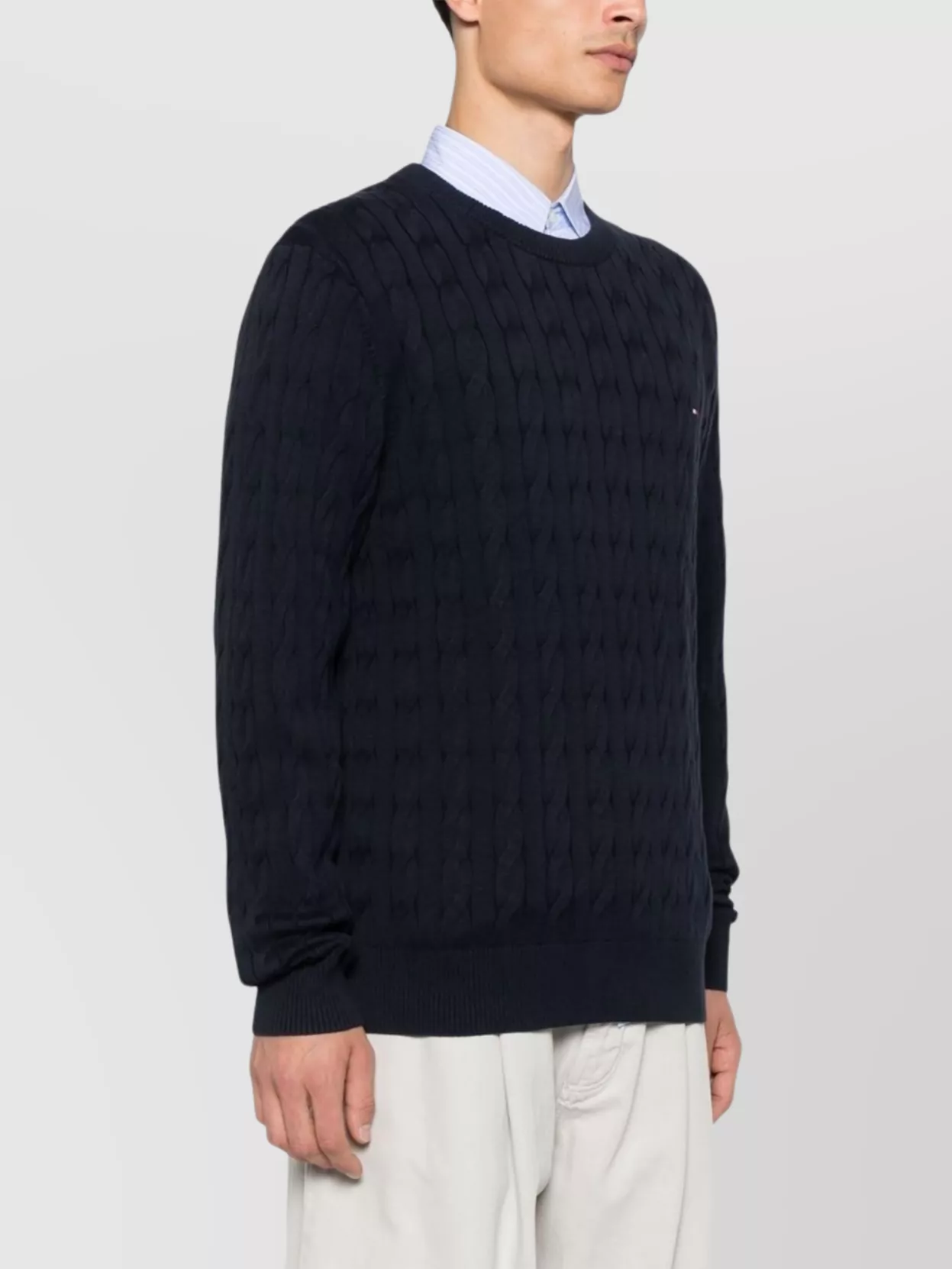 Tommy Hilfiger Organic Cotton Cable Knit Crew Neck Sweater