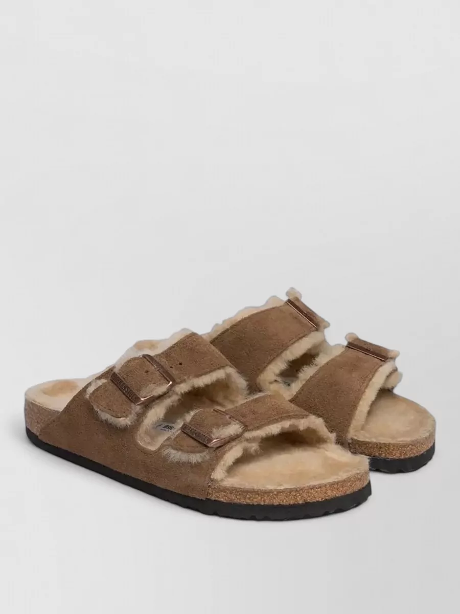 Birkenstock shearling suede leather slides