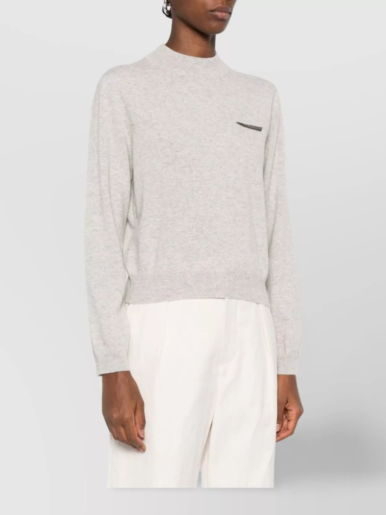 Brunello Cucinelli Cashmere Crewneck Sweater Pocket Detail