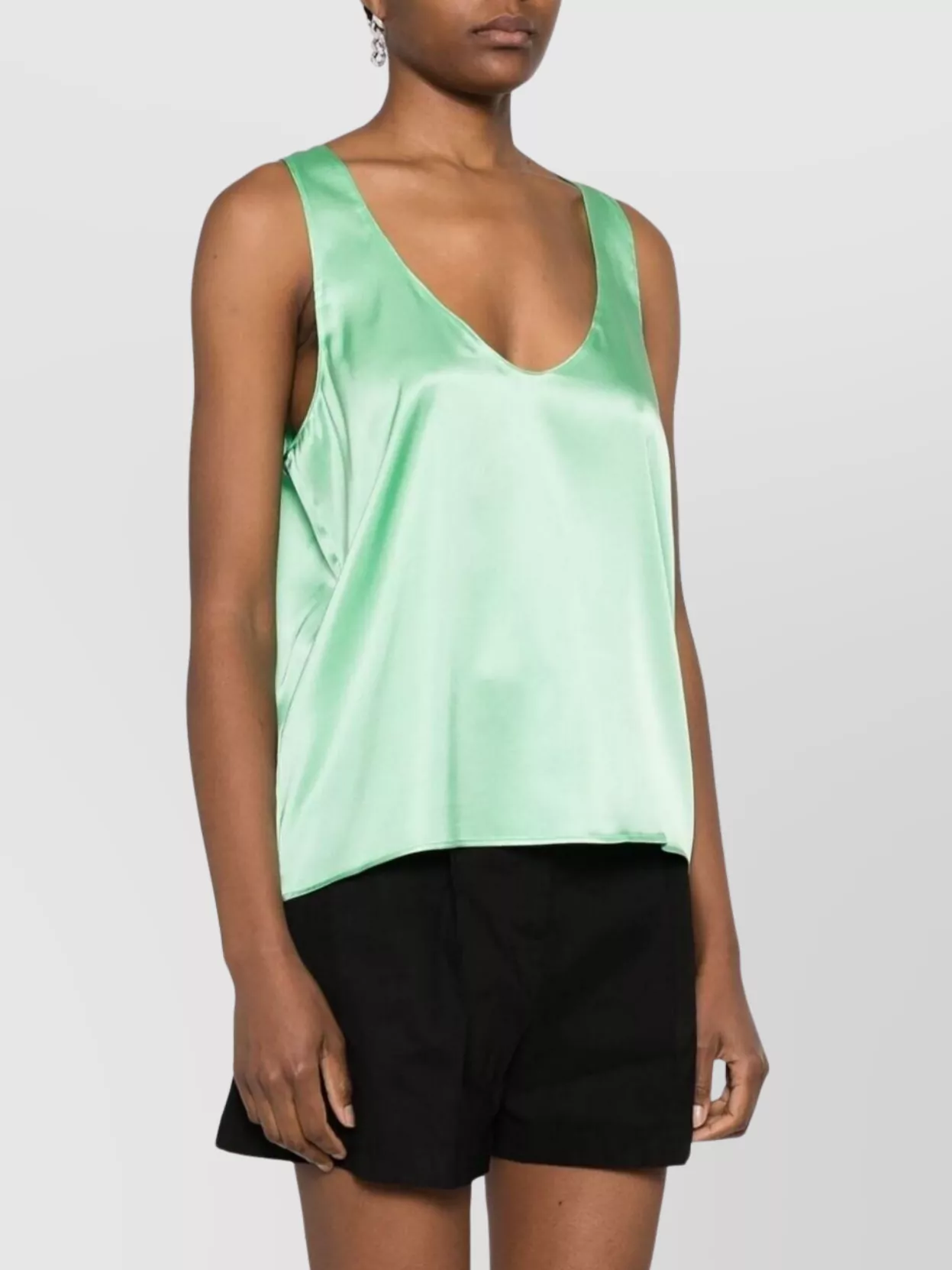 Pinko Sleeveless Satin Top Scoop Neck