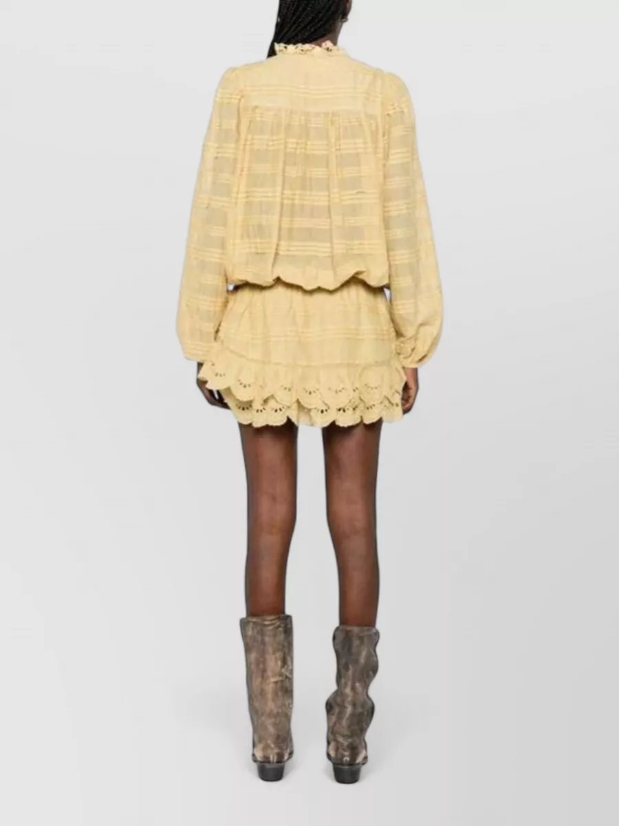Isabel Marant Etoile Ruffled Embroidered Long-Sleeve Mini Dress
