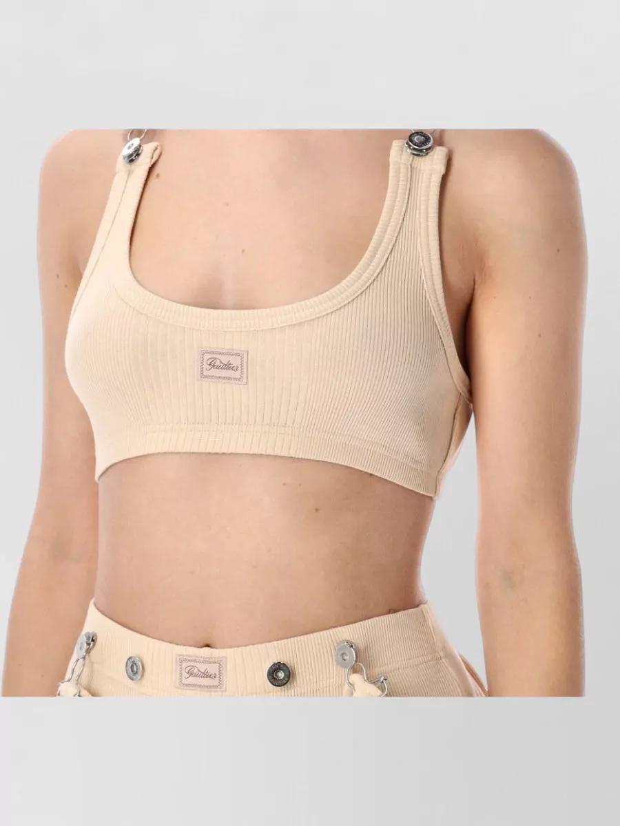 Jean Paul Gaultier Cotton Rib Bra Top Gaultier Buckles