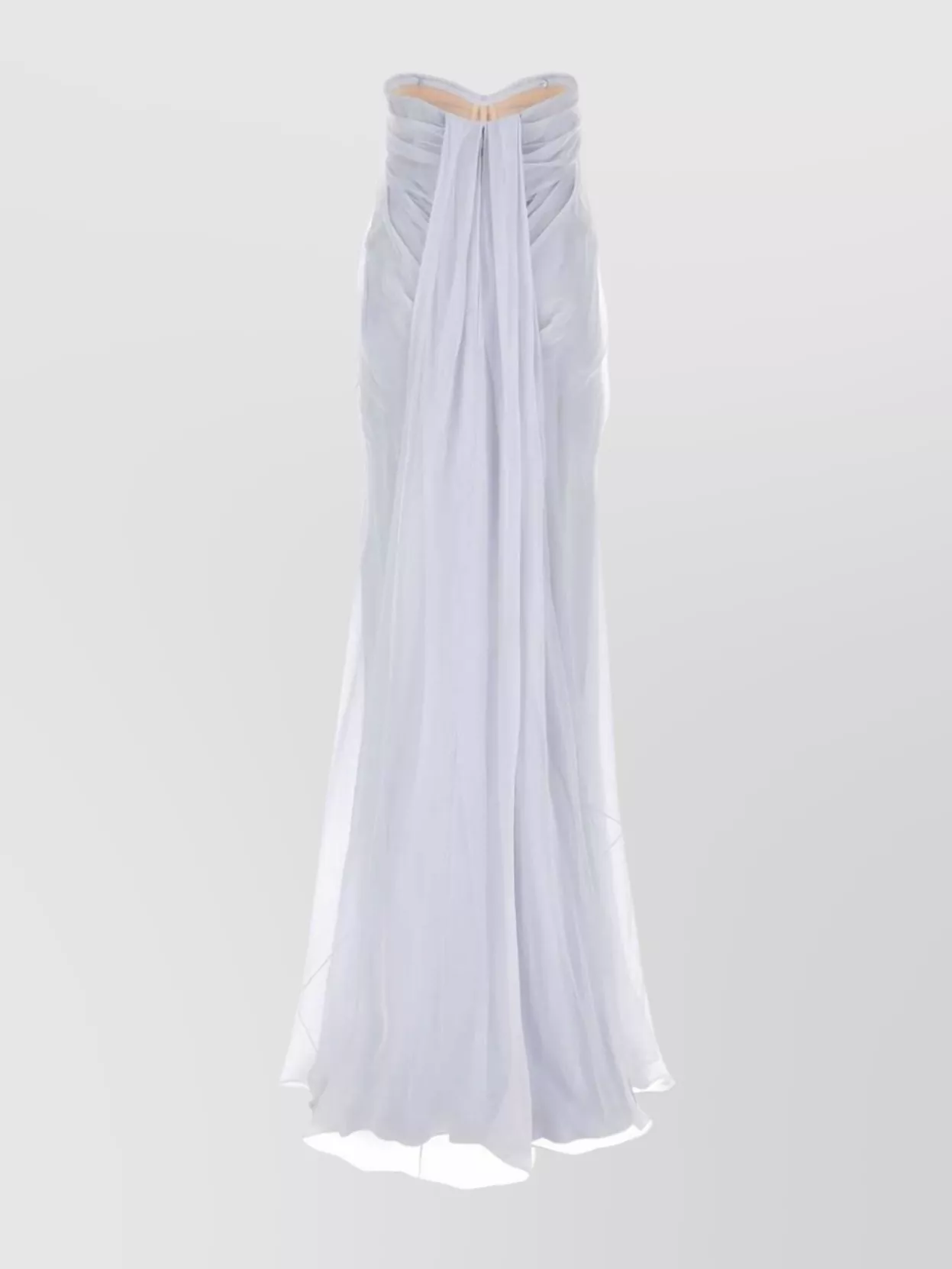 Alexander Mcqueen Strapless Chiffon Long Dress With Draped Detailing In Blue