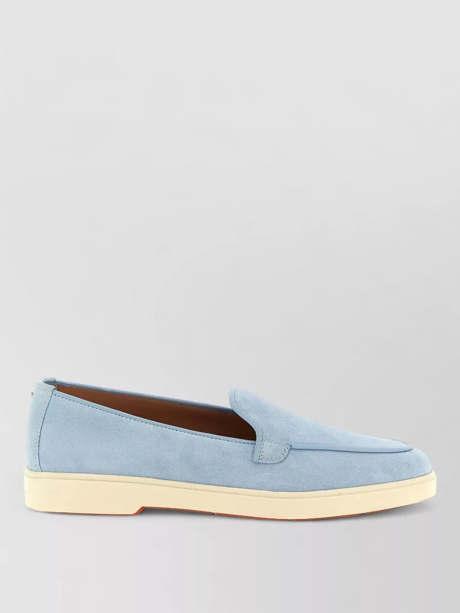 Santoni Debora Suede Round Toe Loafers Rubber Sole