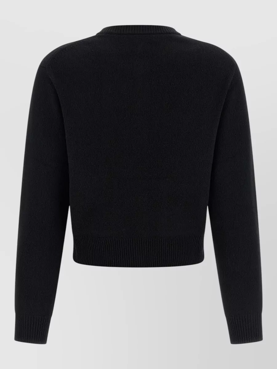 Chloé Cashmere Wool Cropped Crew Neck Cardigan