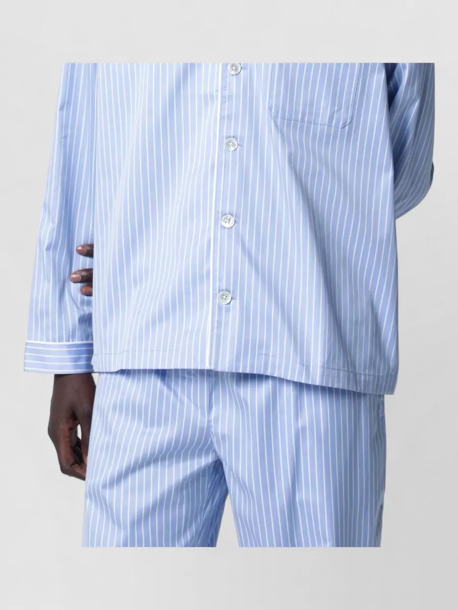Tekla striped cotton pajama shirt