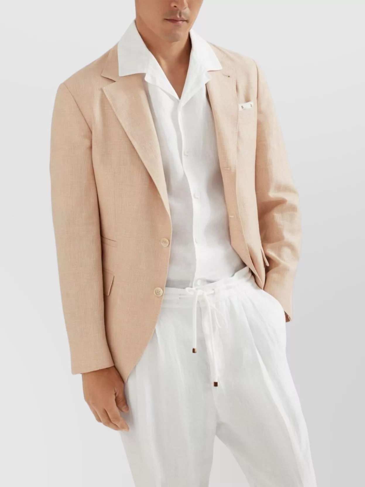 Brunello Cucinelli Linen Cuban Collar Shirt