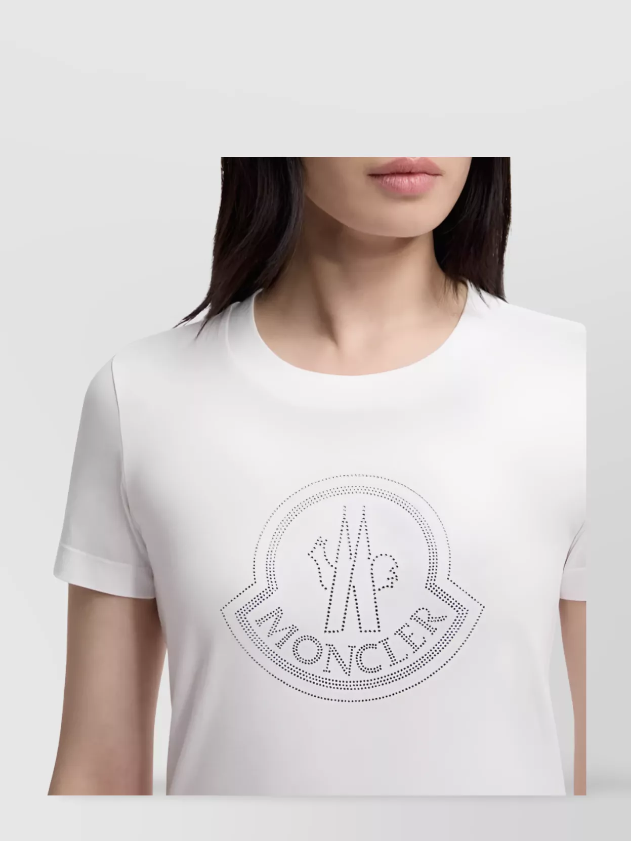 Moncler Crystal Logo Short Sleeve Fitted T-shirt