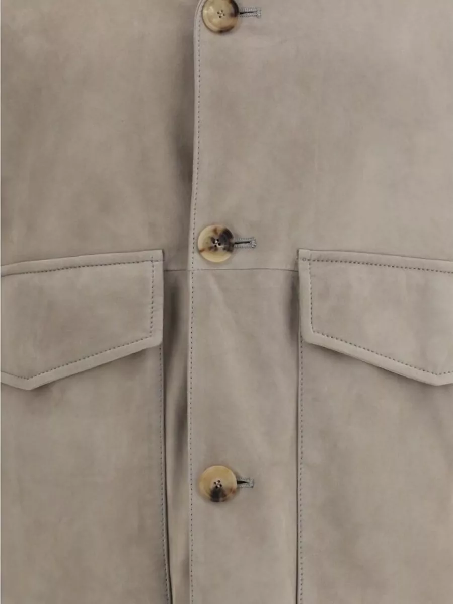 Brunello Cucinelli Bicolor Calf Leather Coat