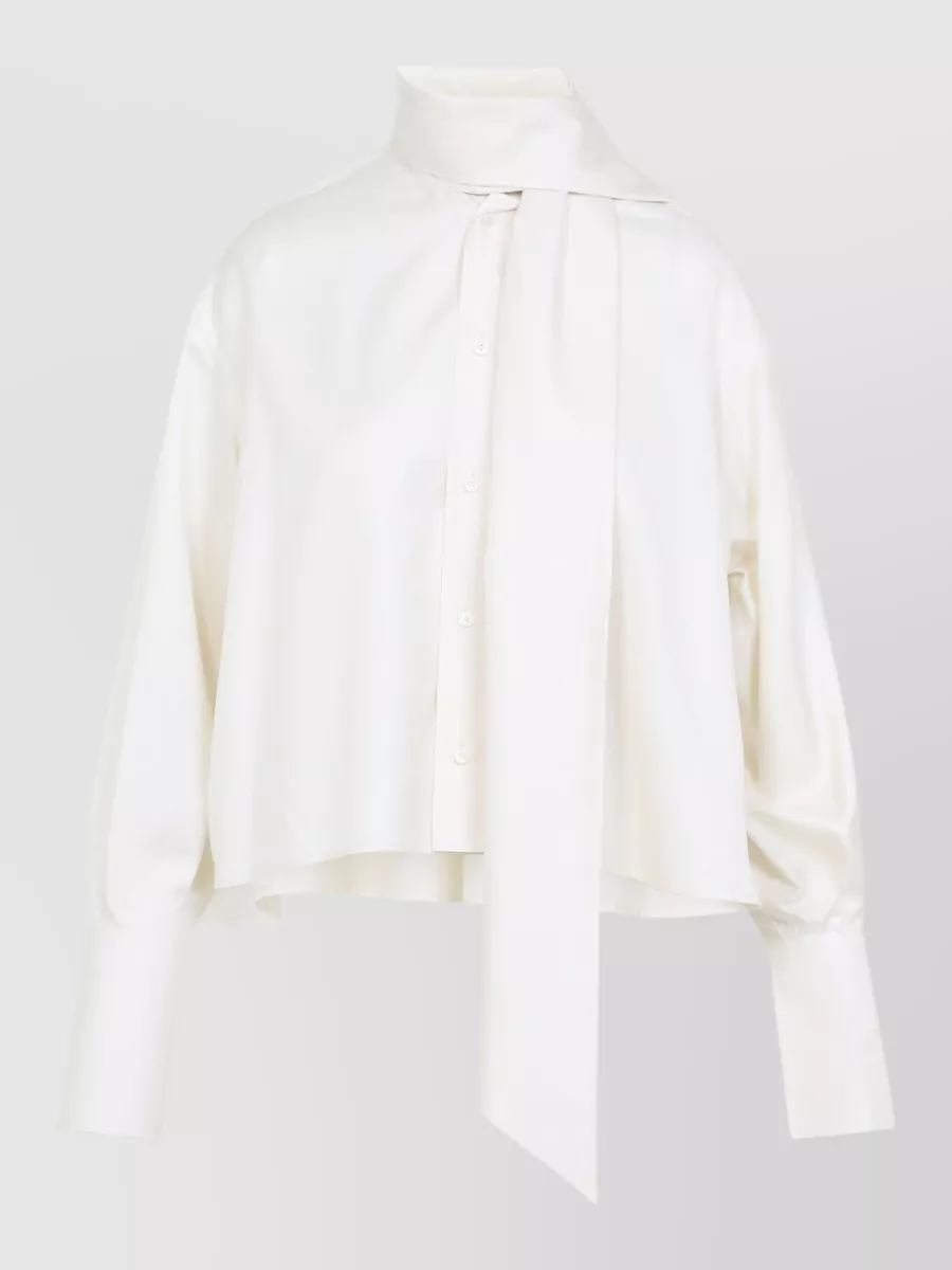 Celine Cropped Shirt Tie Detail In White