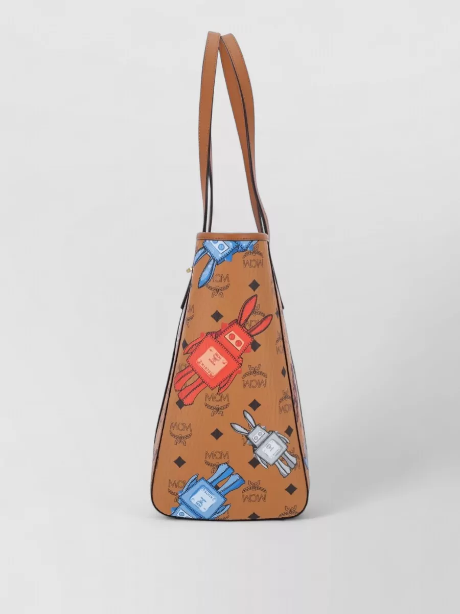 Mcm Rectangular Tote Bag Graphic Print Handles