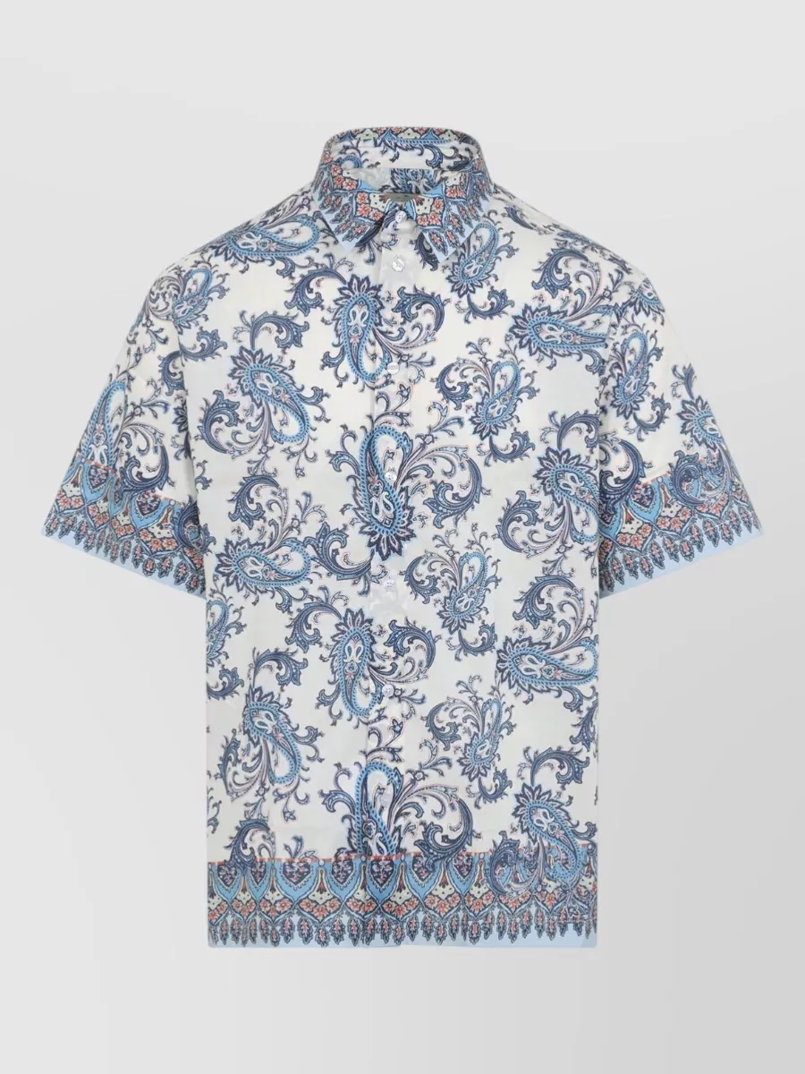 Etro Cotton Floral Paisley Short-Sleeve Shirt