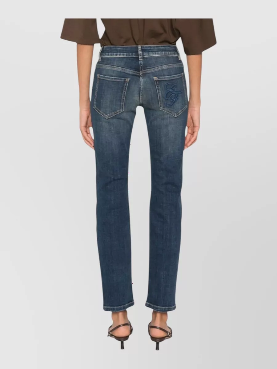 Elisabetta Franchi Embroidered Logo Straight-Leg Jeans